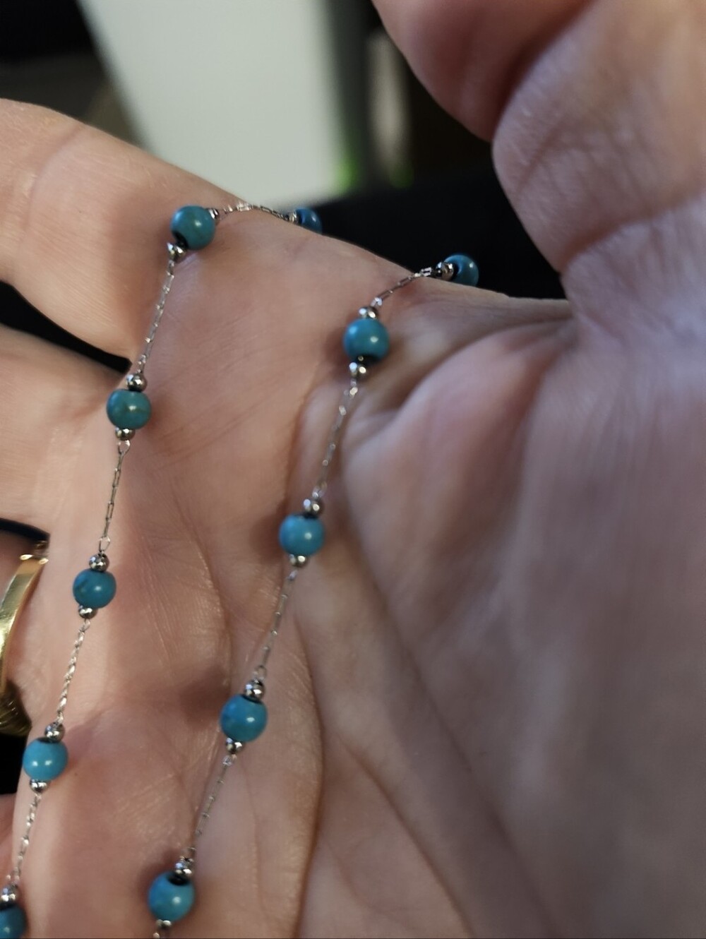Turquoise Bead Station Necklace
